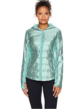 Spyder Solitude down hooded jacket in aqua